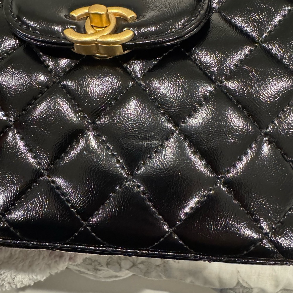 CHANEL style Black glossy Kelly bag - Picture 8 of 9